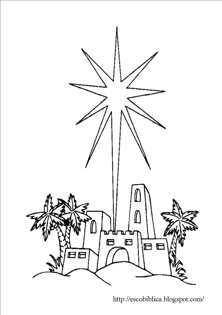 Рождественская звезда раскраска деревня
