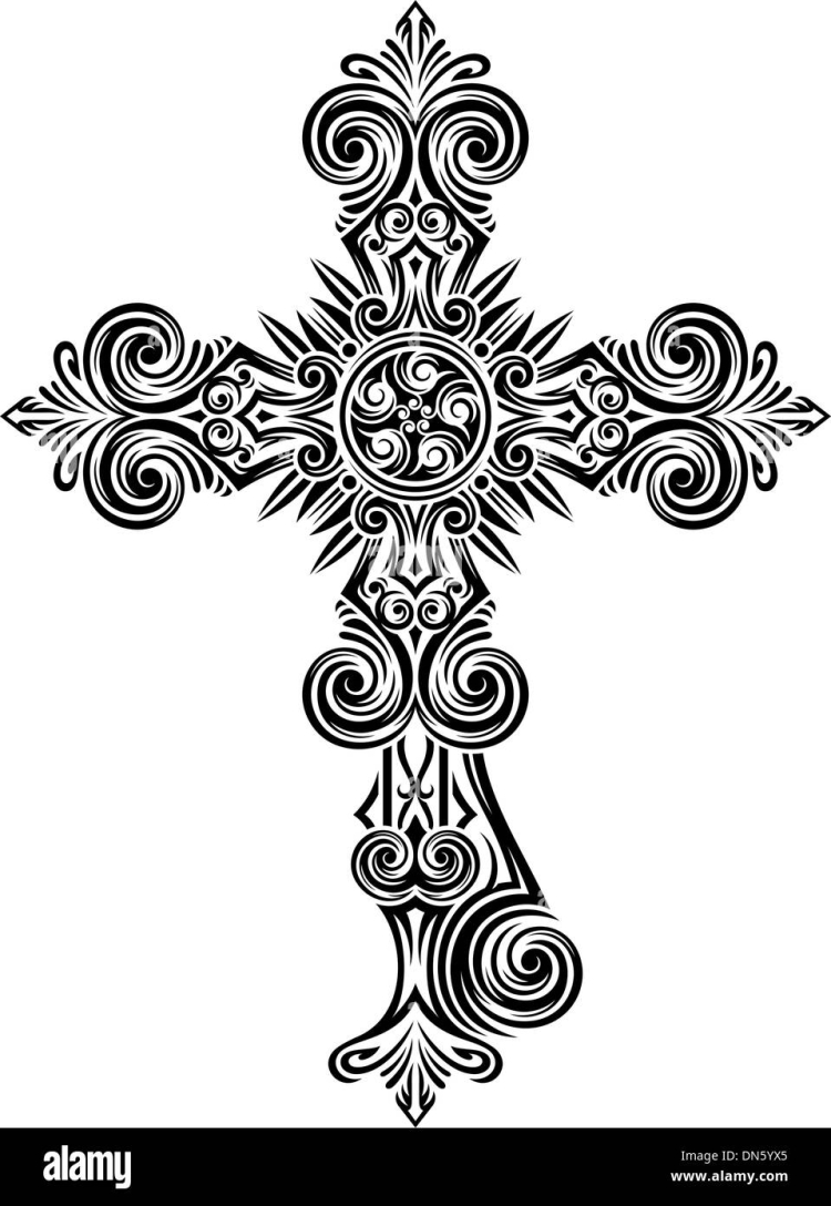 Крест с орнаментом векторное изображение