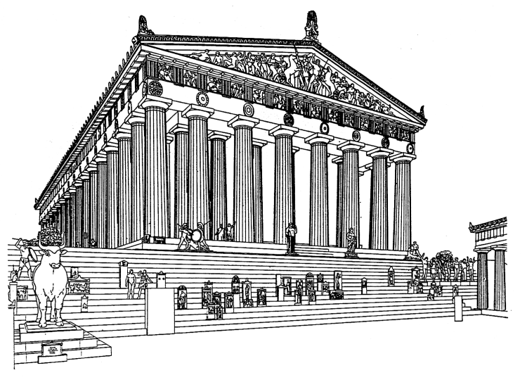 Парфенон рисунок карандашом