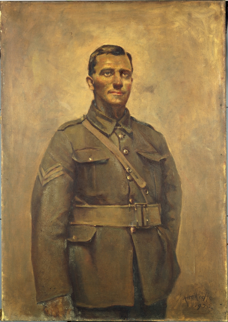 Портрет солдата гуашью