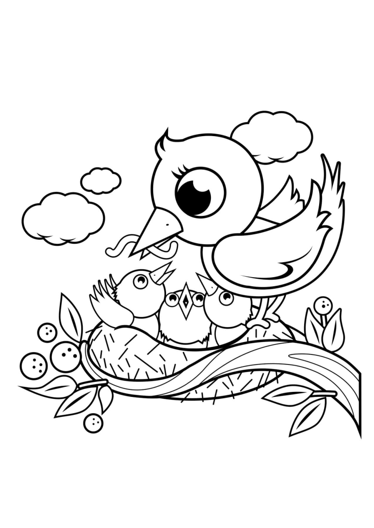 Раскраски Птичье гнездо - Картинки-раскраски для детей и взрослых