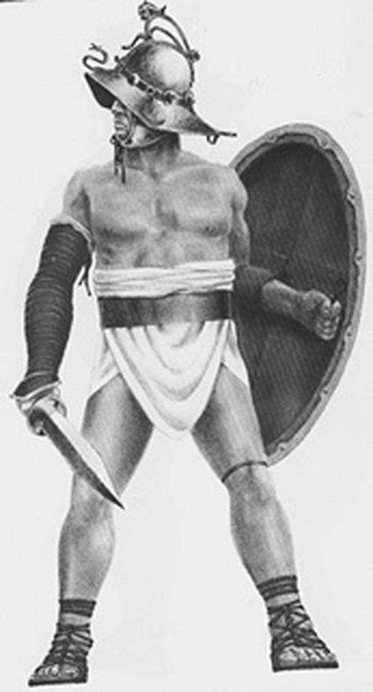 Рисунок гладиатора в древнем Риме
