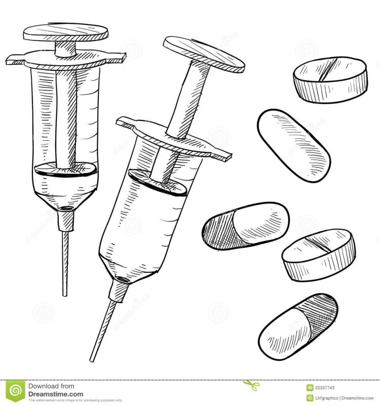 Рисунок шприца карандашом