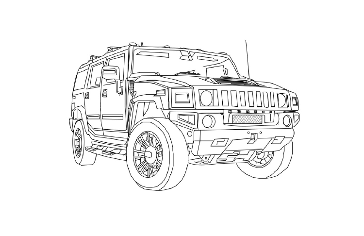 Раскраска Hummer H3 - распечатать бесплатно