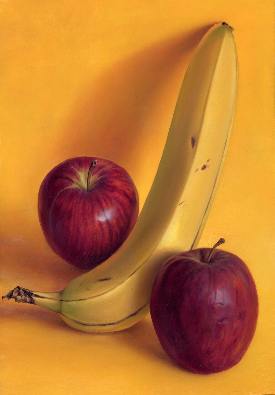 Банан и 2 яблока