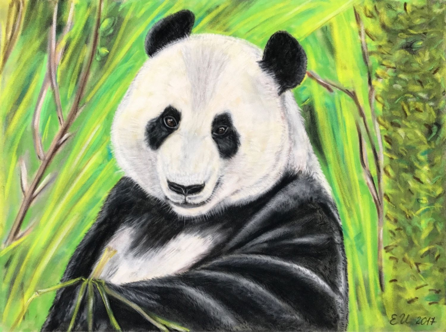 Панда пастелью