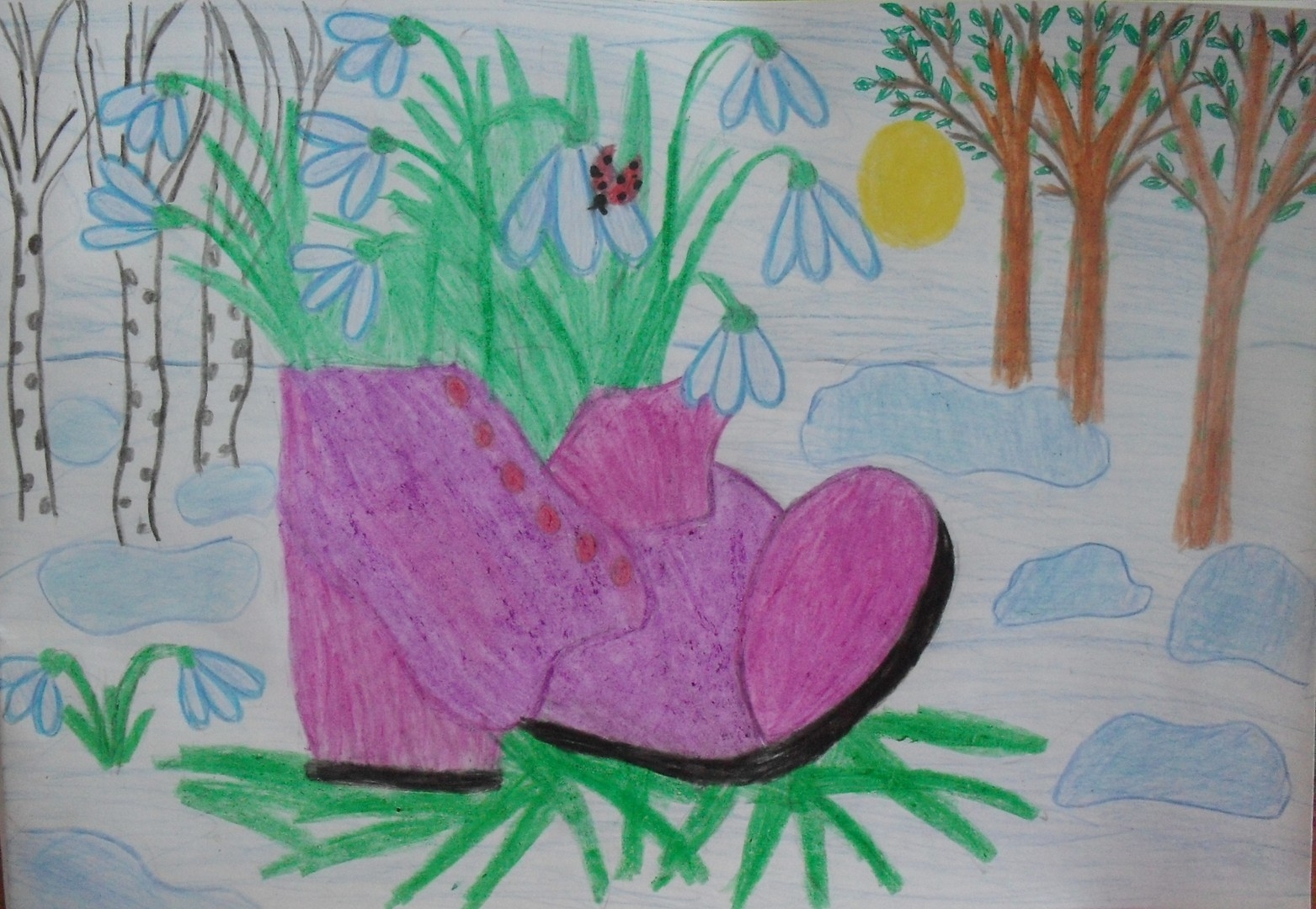 Детский рисунок на тему Весеннее настроение
