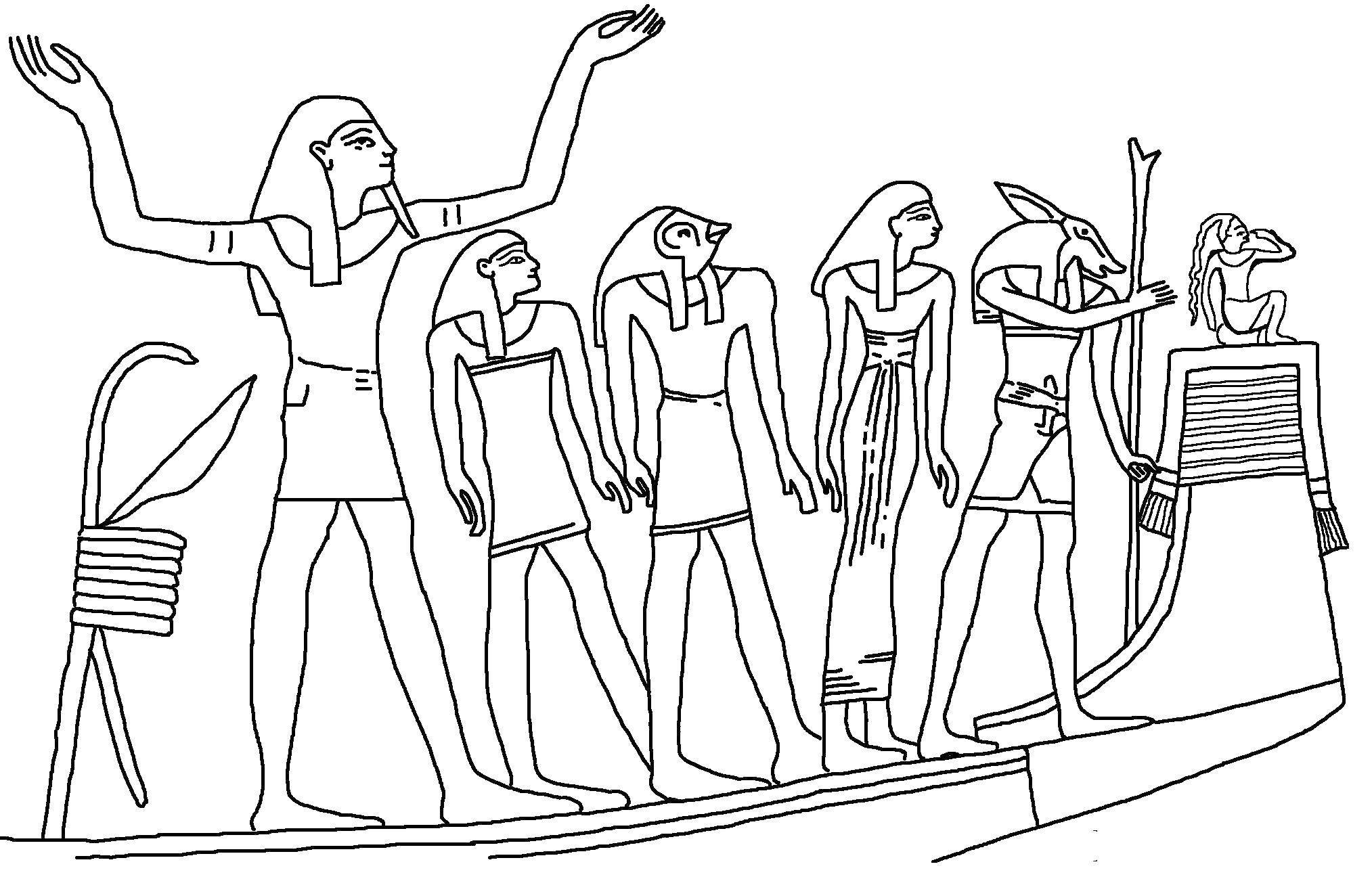Дети Древнего Египта - скачать и распечатать раскраску. египет