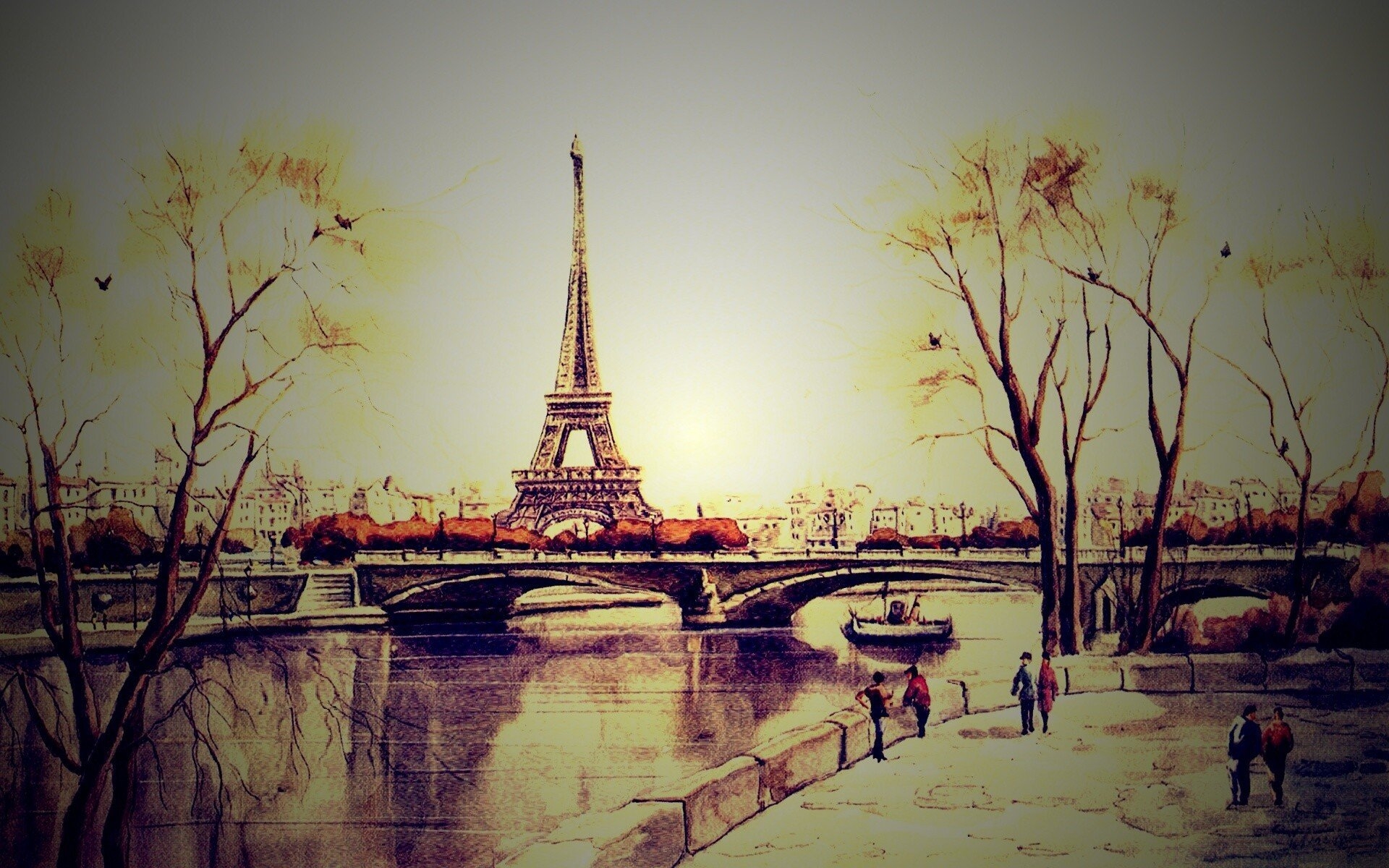 Эйфелева башня Париж пейзаж