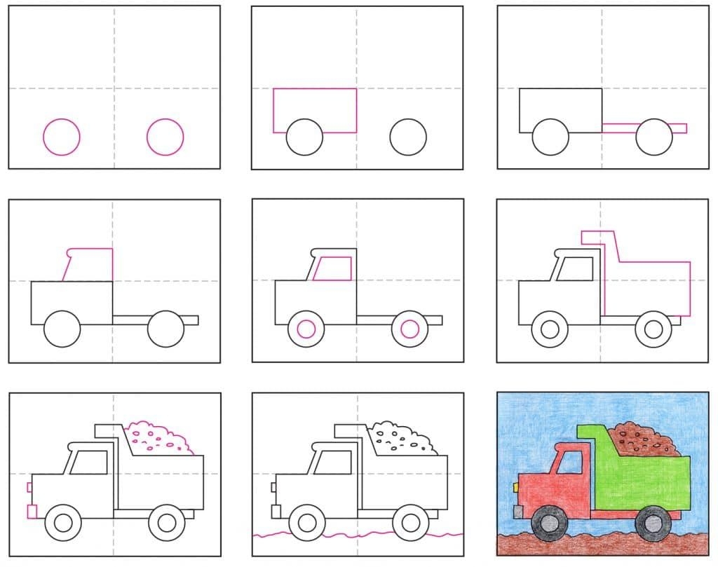 Грузовик для детей рисунок карандашом - 50 фото