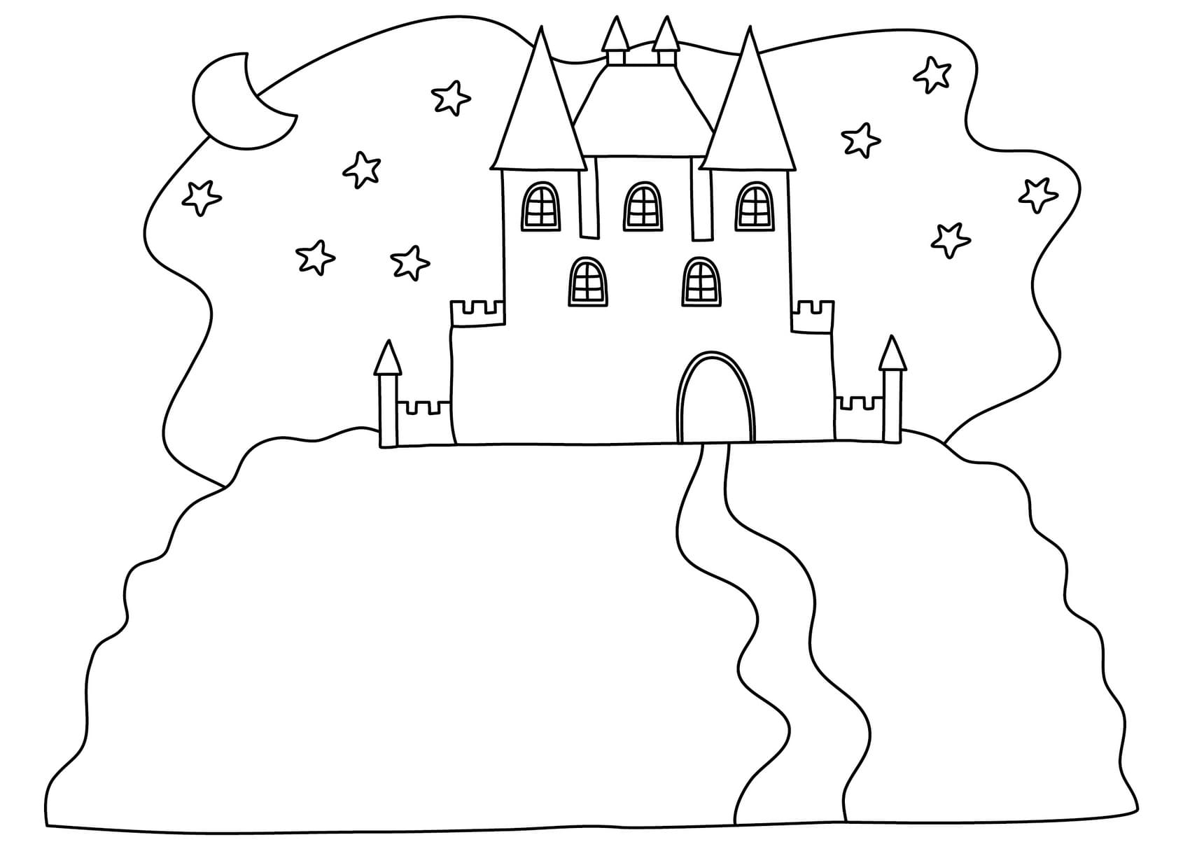 Замок открытый раскраска для детей
