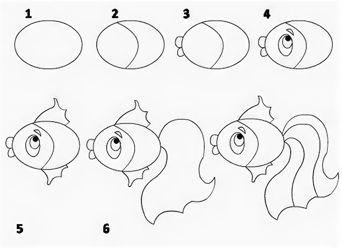 Рисунки золотой рыбки для срисовки (70 фото)