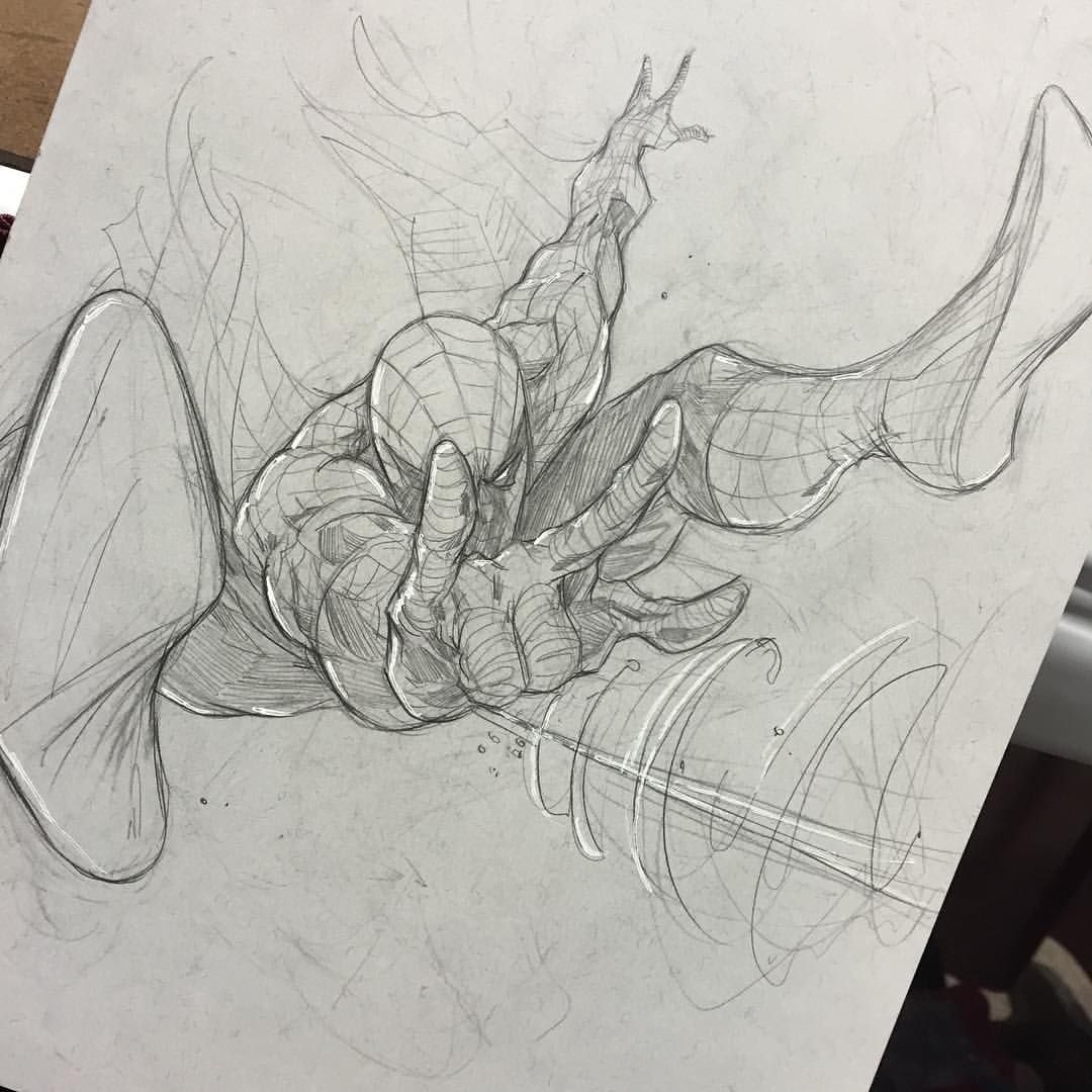 Человек паук набросок карандашом
