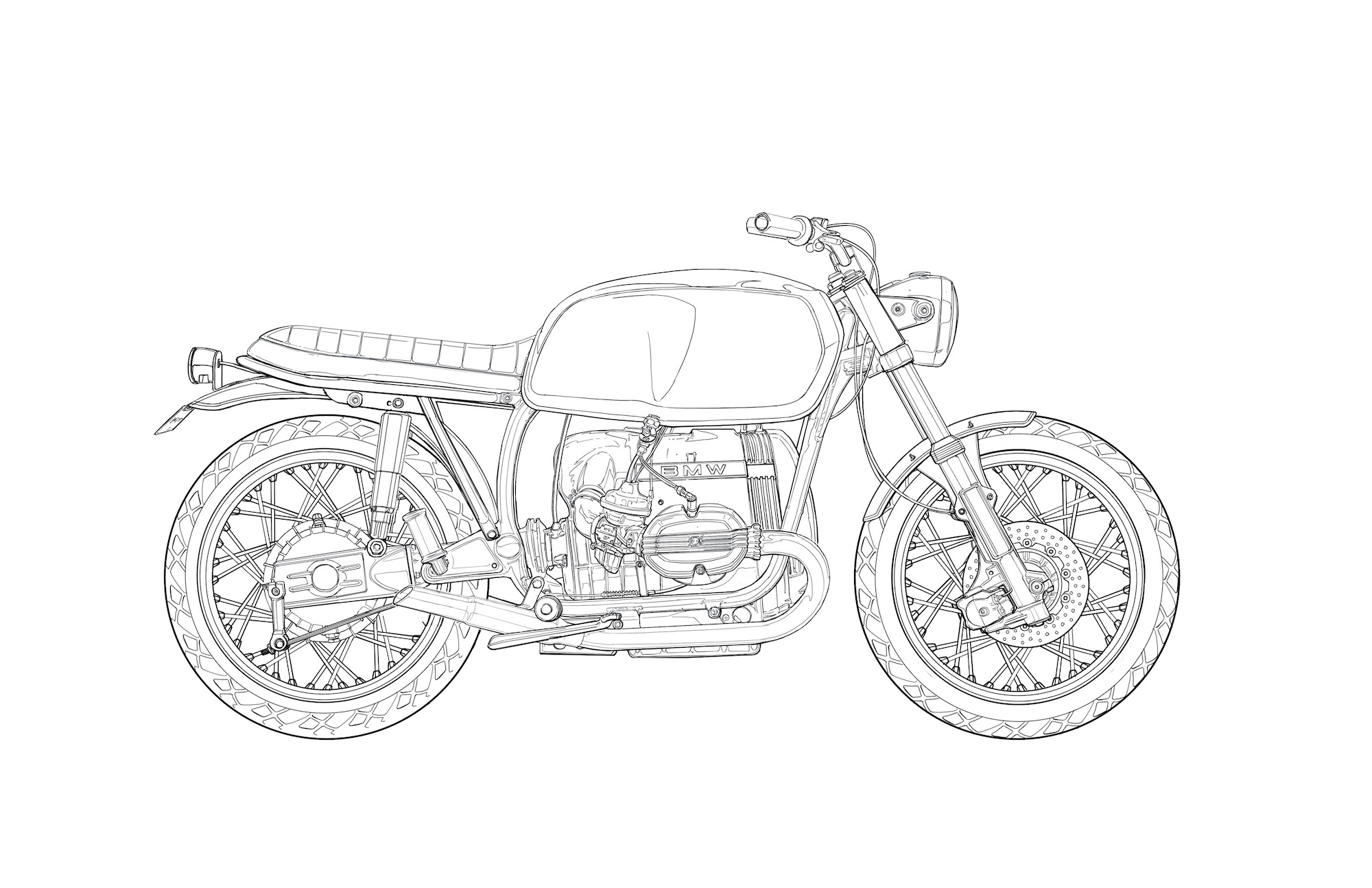 Мотоцикл Урал сзади рисунок карандашом