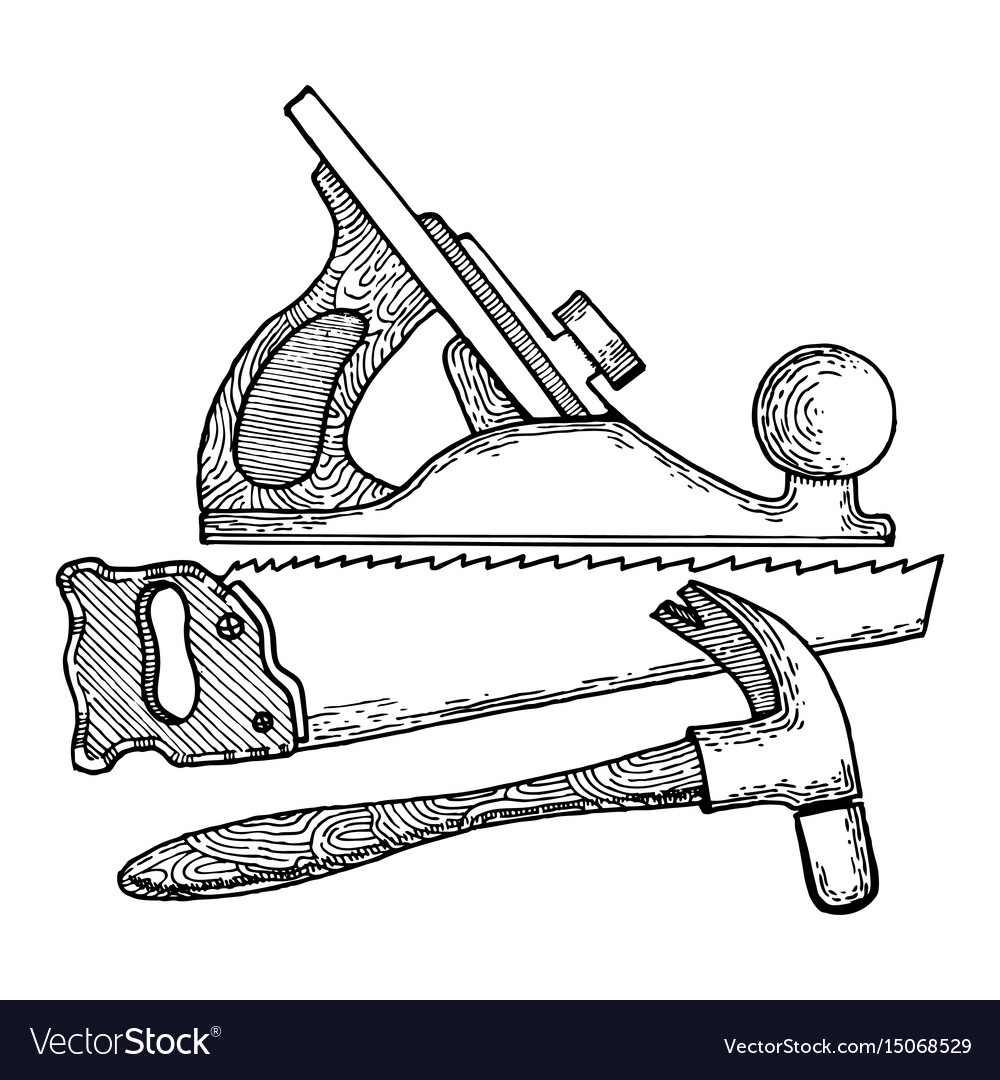 Рисование столярных и слесарных инструментов