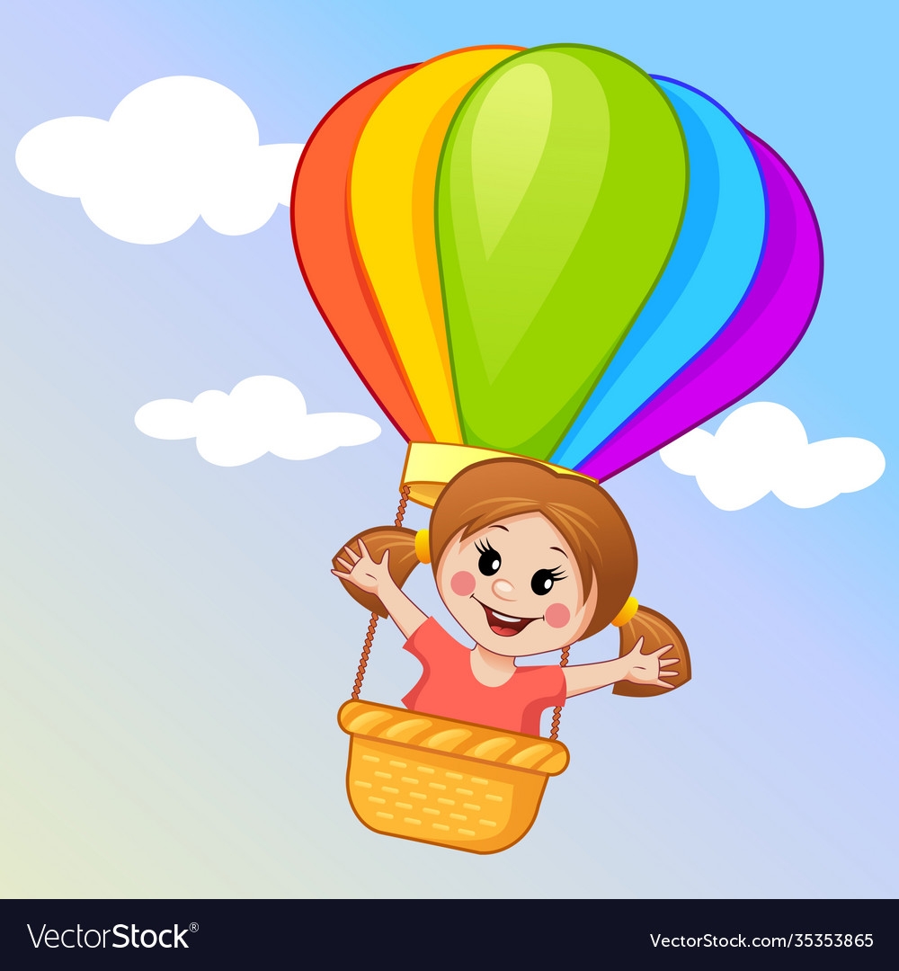 Мальчик и девочка на воздушном шаре
