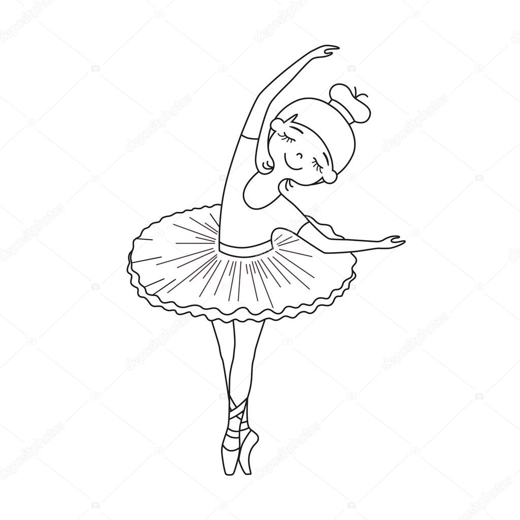 Балерина раскраска для детей контур