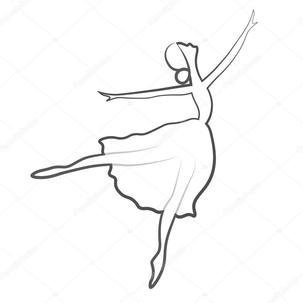 Балерина рисунок контур