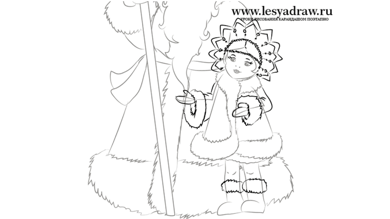 Рисунок Деда Мороза и Снегурочки карандашом