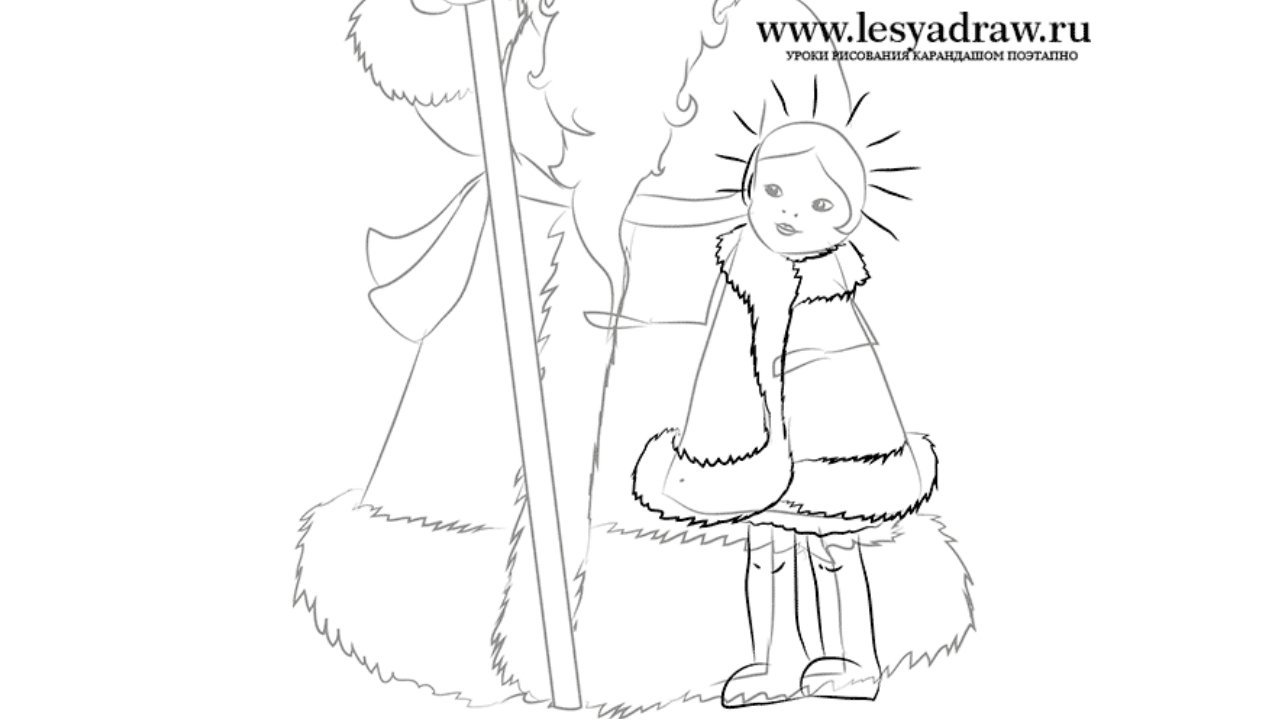 Рисунок Деда Мороза и Снегурочки для срисовки
