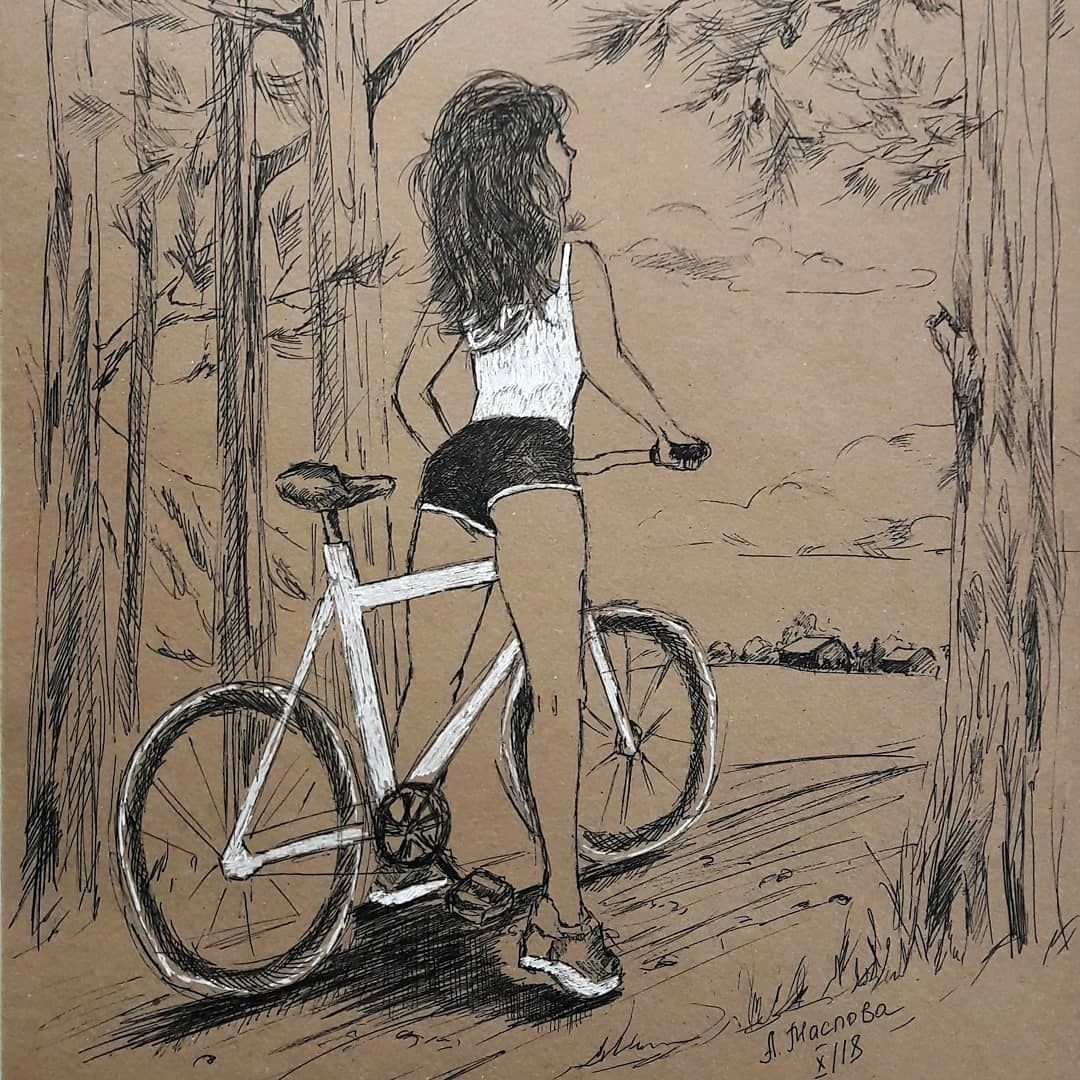Велосипедистка иллюстрация