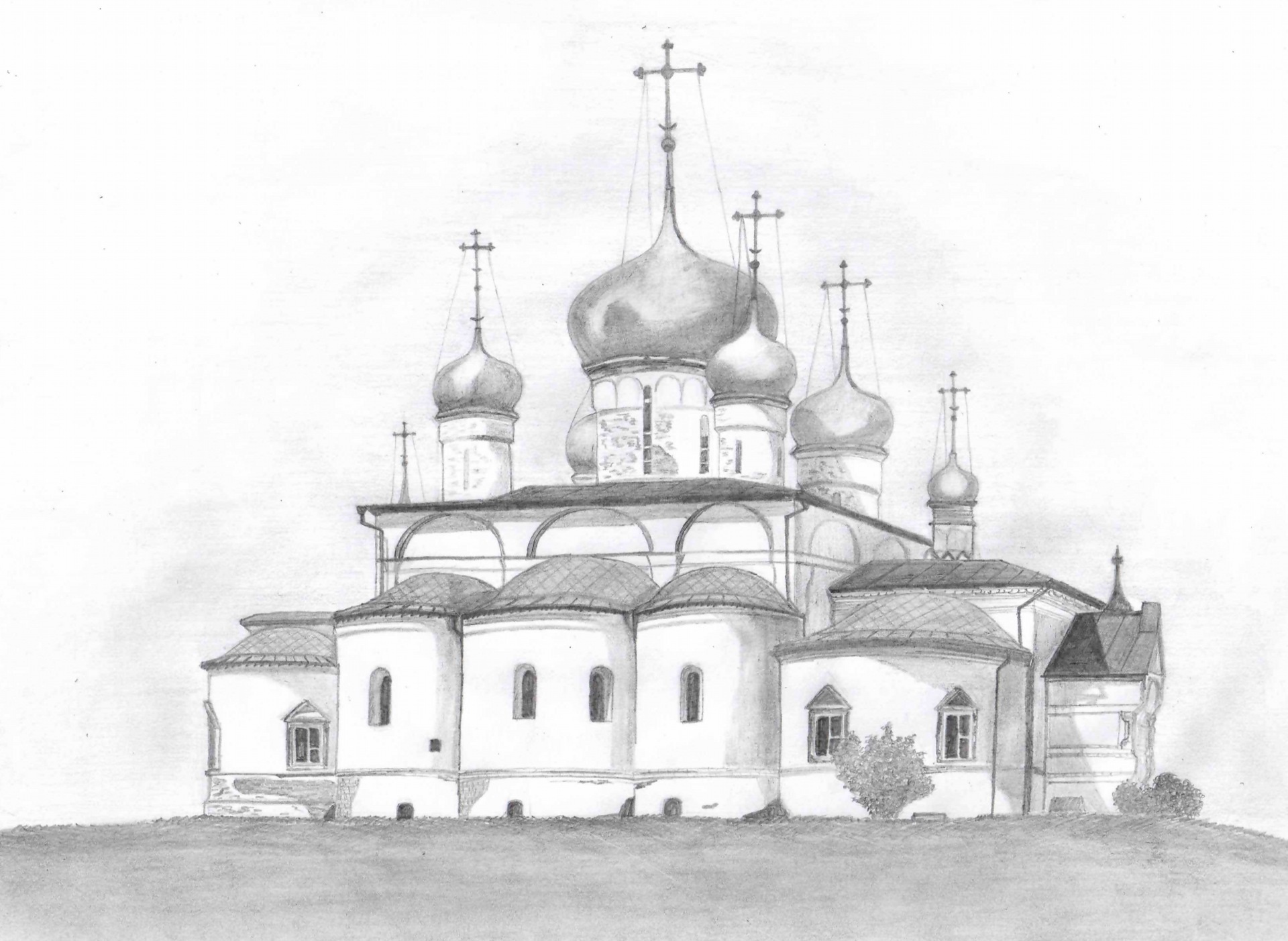 Как нарисовать Собор Святой Софии. Рисуем карандашом в перспективе