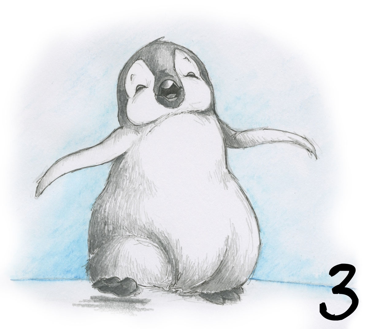 Пингвинчик рисунок карандашом