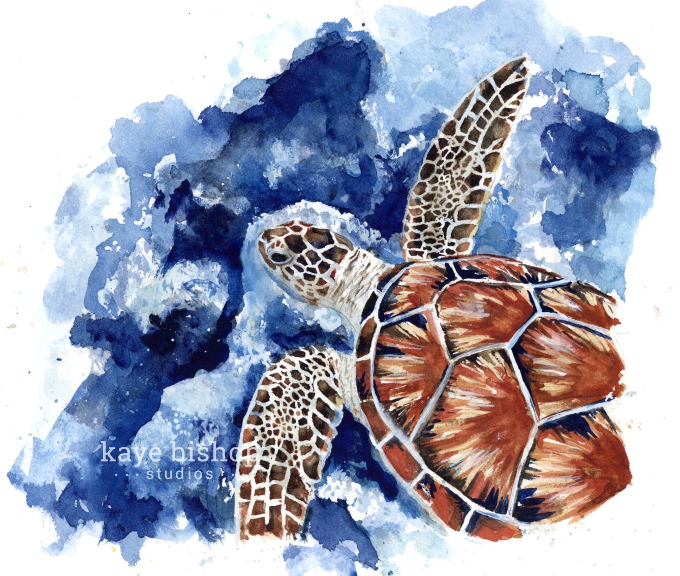 Морская черепаха в технике правополушарного рисования