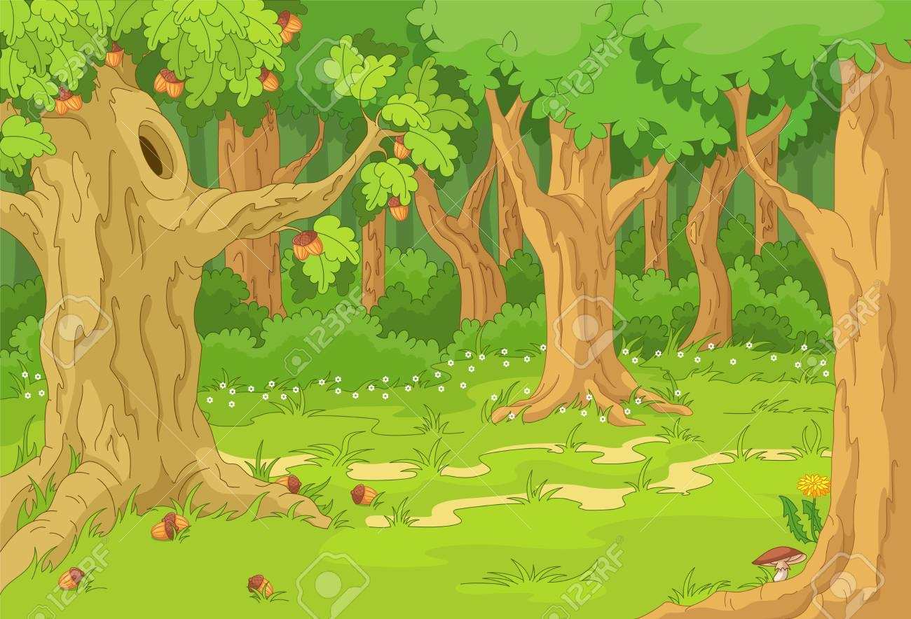 Мультяшные деревья в лесу