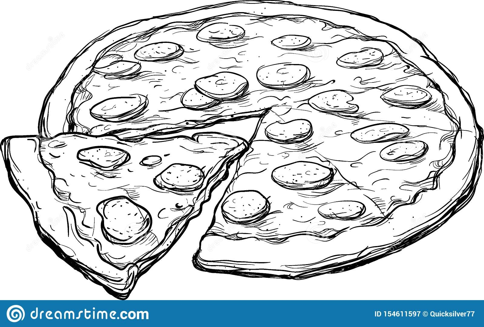 Пицца для рисования черно белая