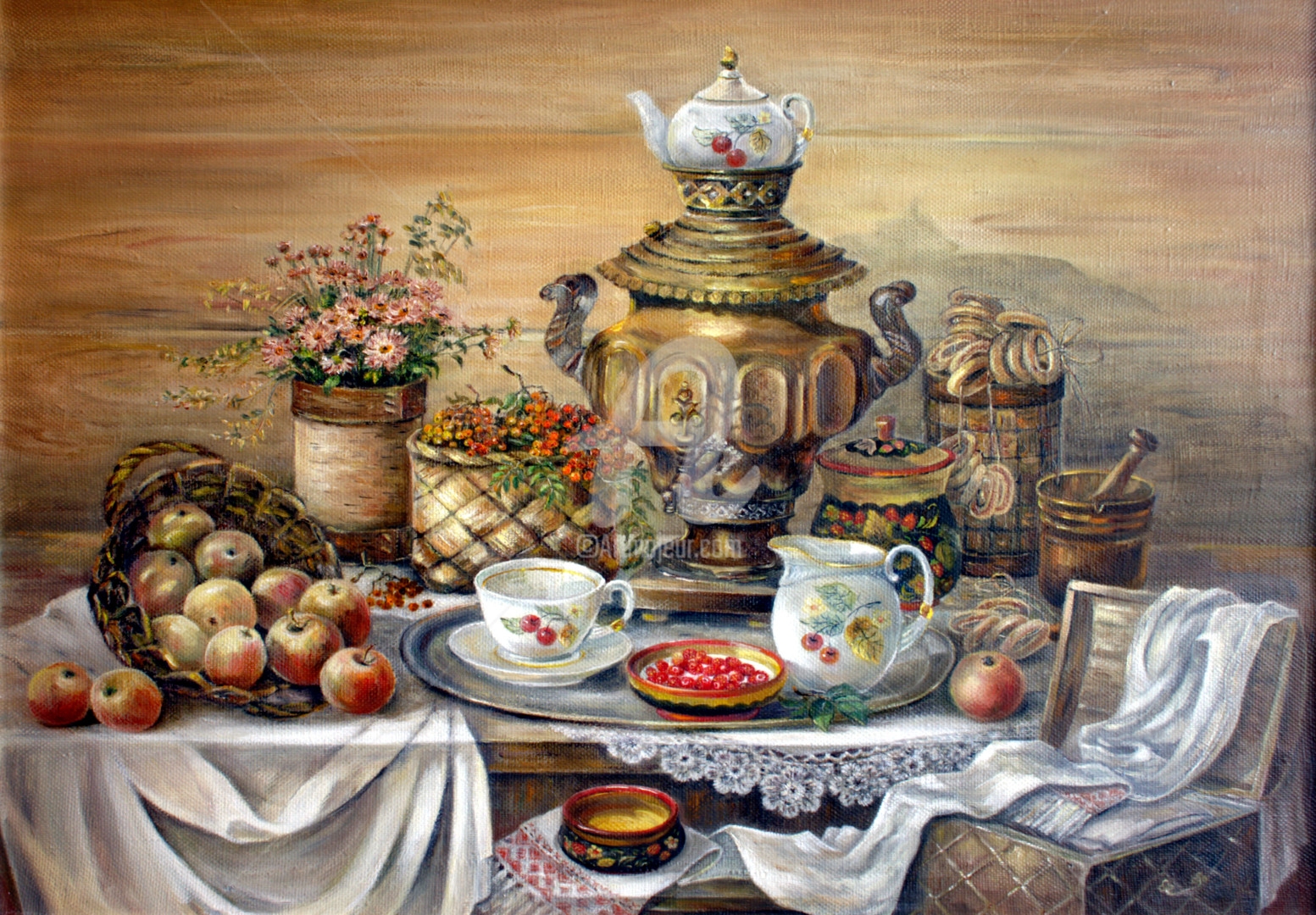Чайный стол в русском стиле