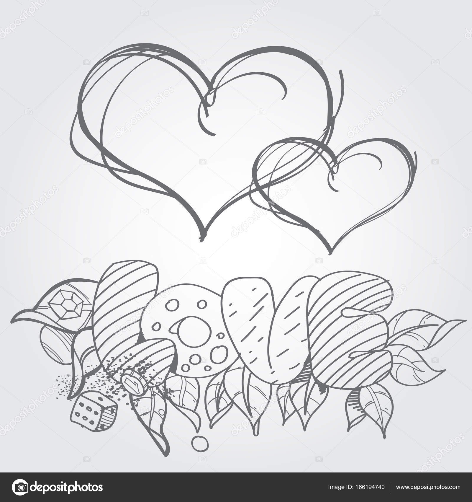 Рисунки для срисовки карандашом парные сердечки