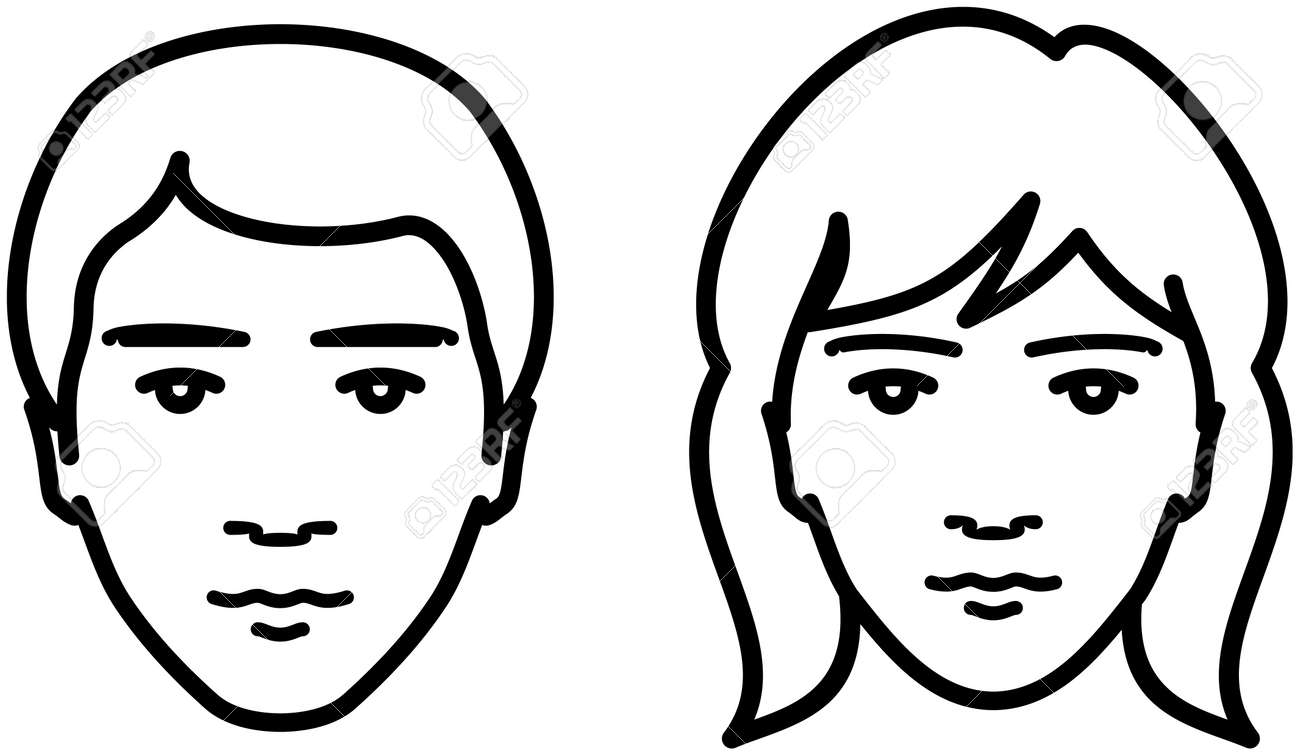Мужское и женское лицо раскраска