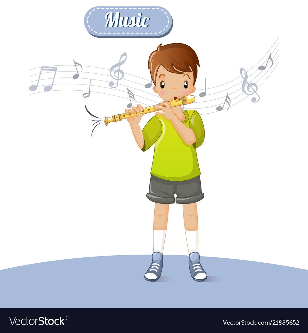 Мальчик играет на флейте