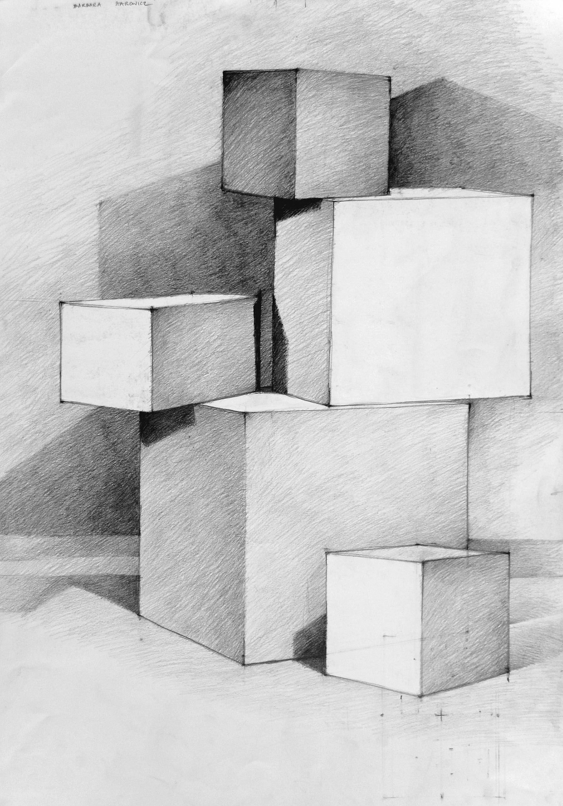 Бетонные параллелепипеды. Объемные фигуры карандашом. Композиция из кубов. Композиция из кубиков. Куб для рисования.
