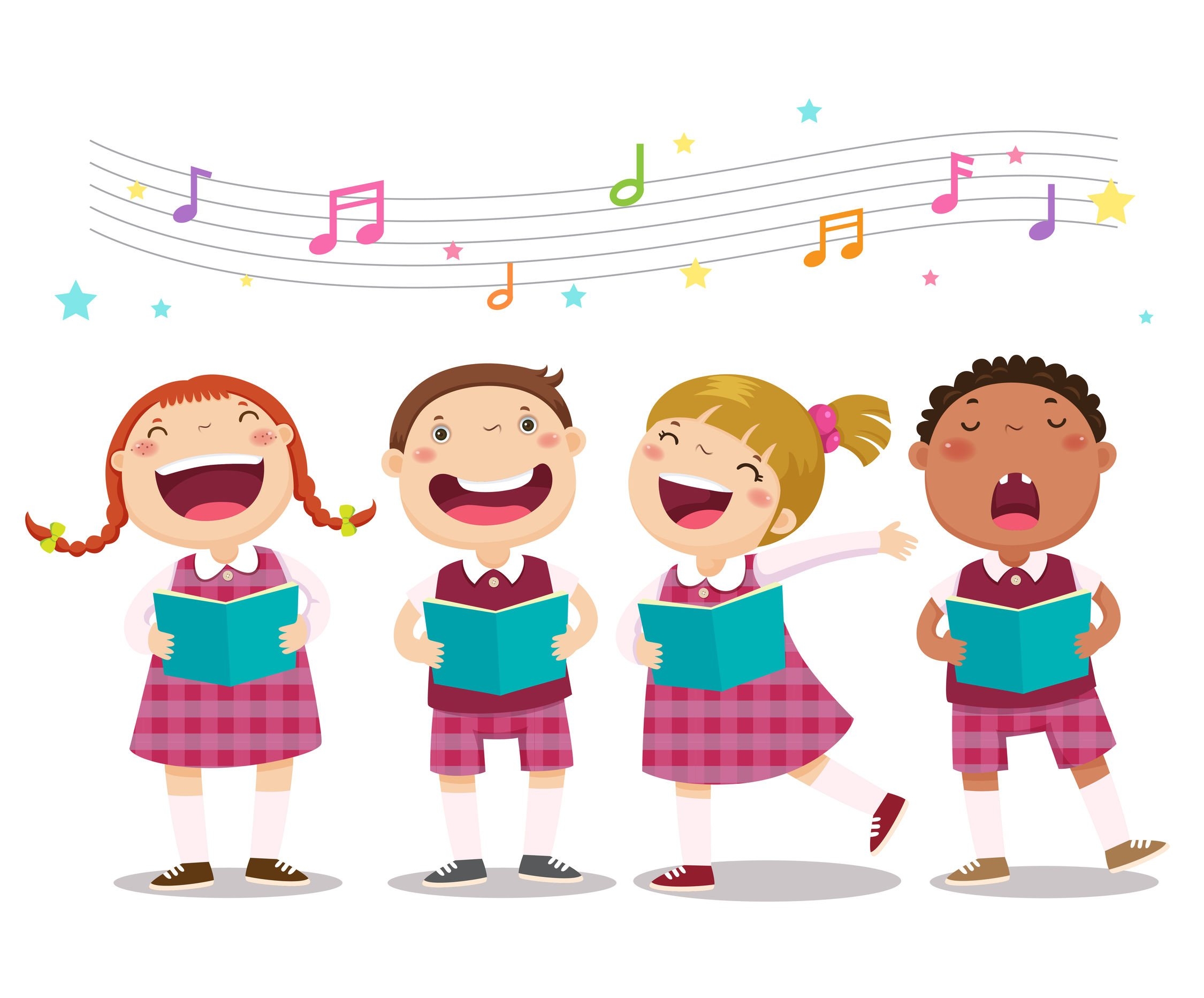Дети поют на прозрачном фоне
