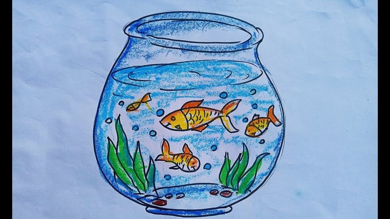 Аквариум с рыбками рисунок