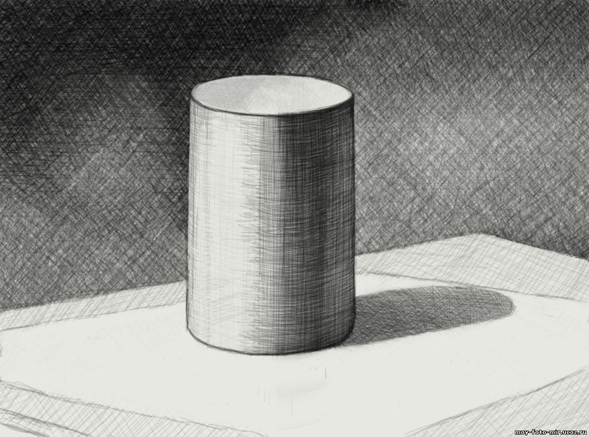 Цилиндр Академический рисунок штриховка
