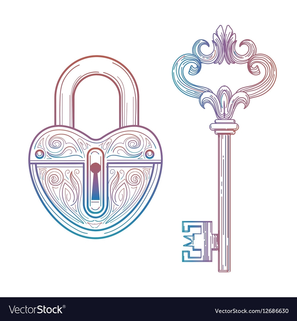 Рисунок ключи с замком и ключом