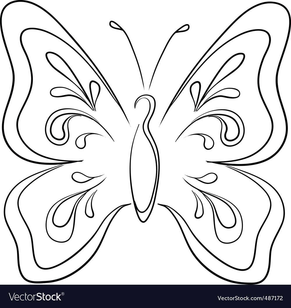 Бабочки рисунок контур для вырезания с узорами