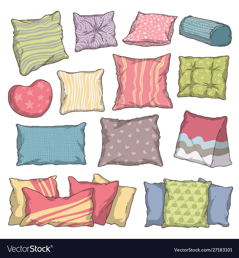 Мультяшные подушки разноцветные