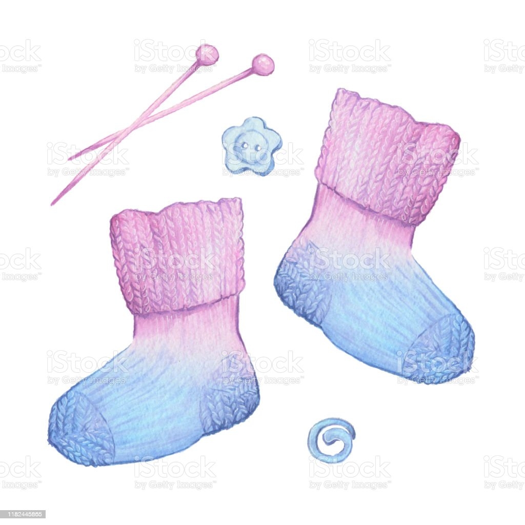 Носки детские вязаные акварель