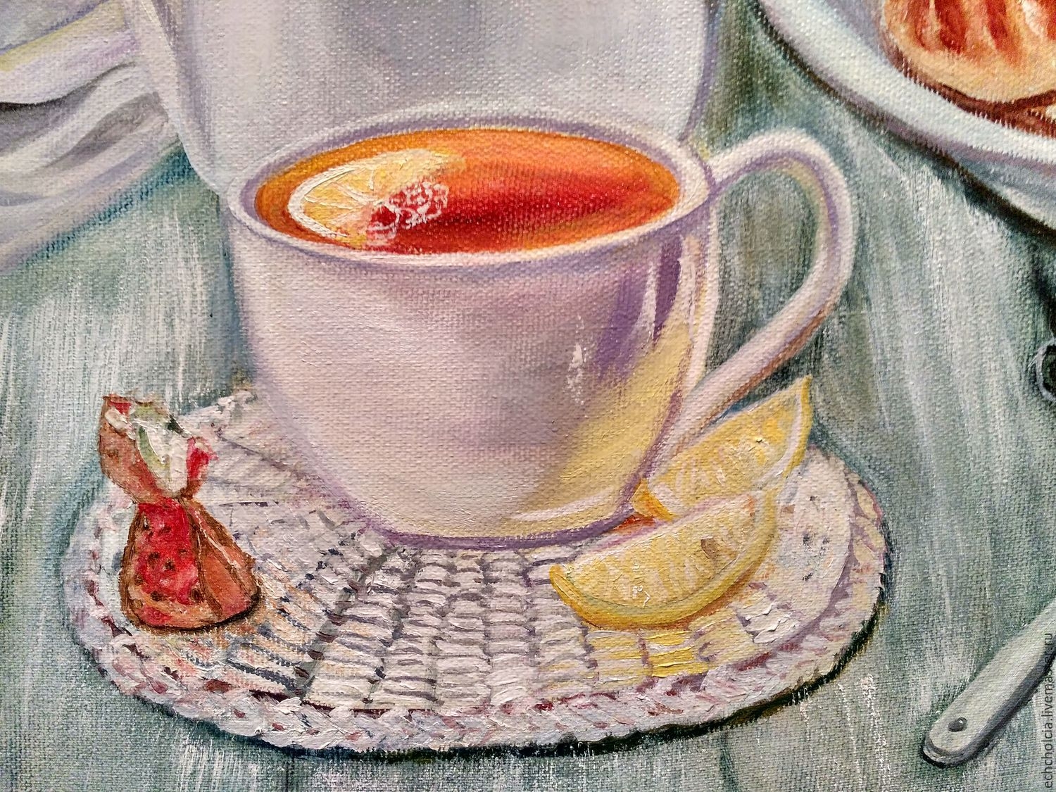 Картина на кухню чай с лимоном