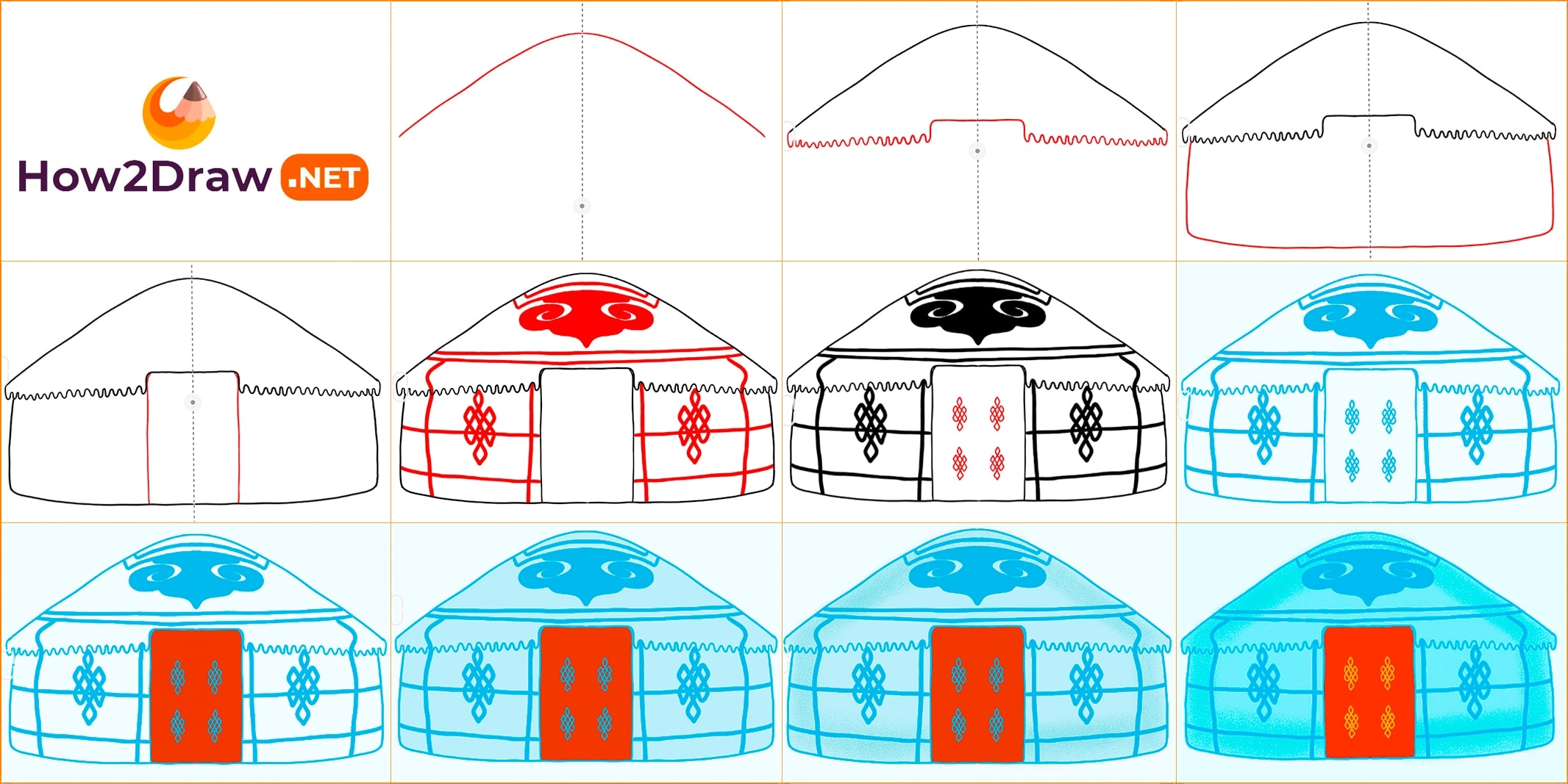 Юрта рисунок поэтапно - 65 фото