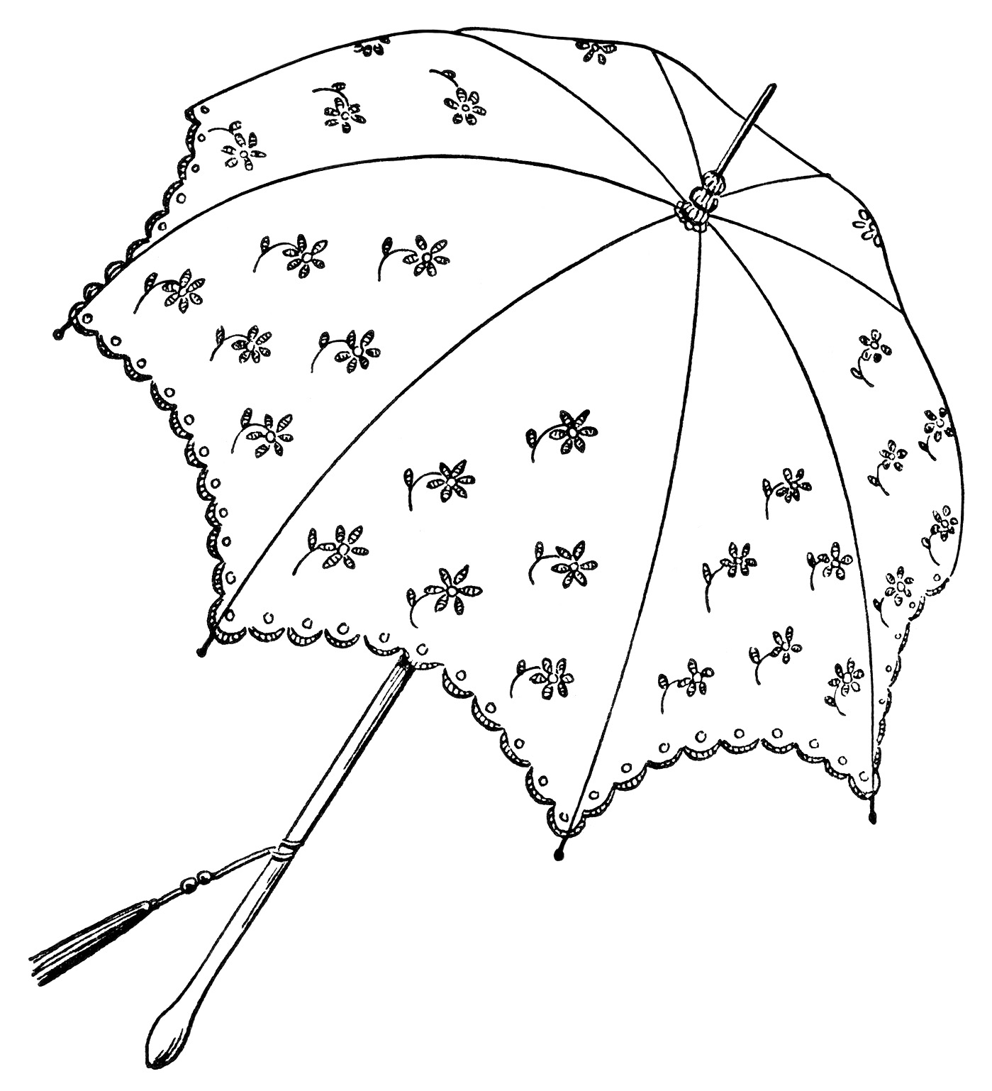 Зонтик с листьями раскраска