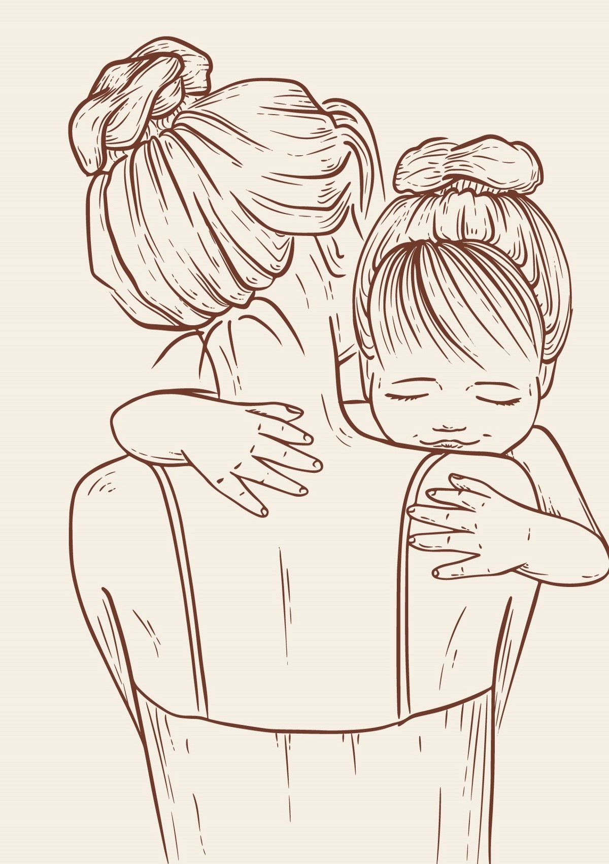 Мать и дочь рисунок для срисовки