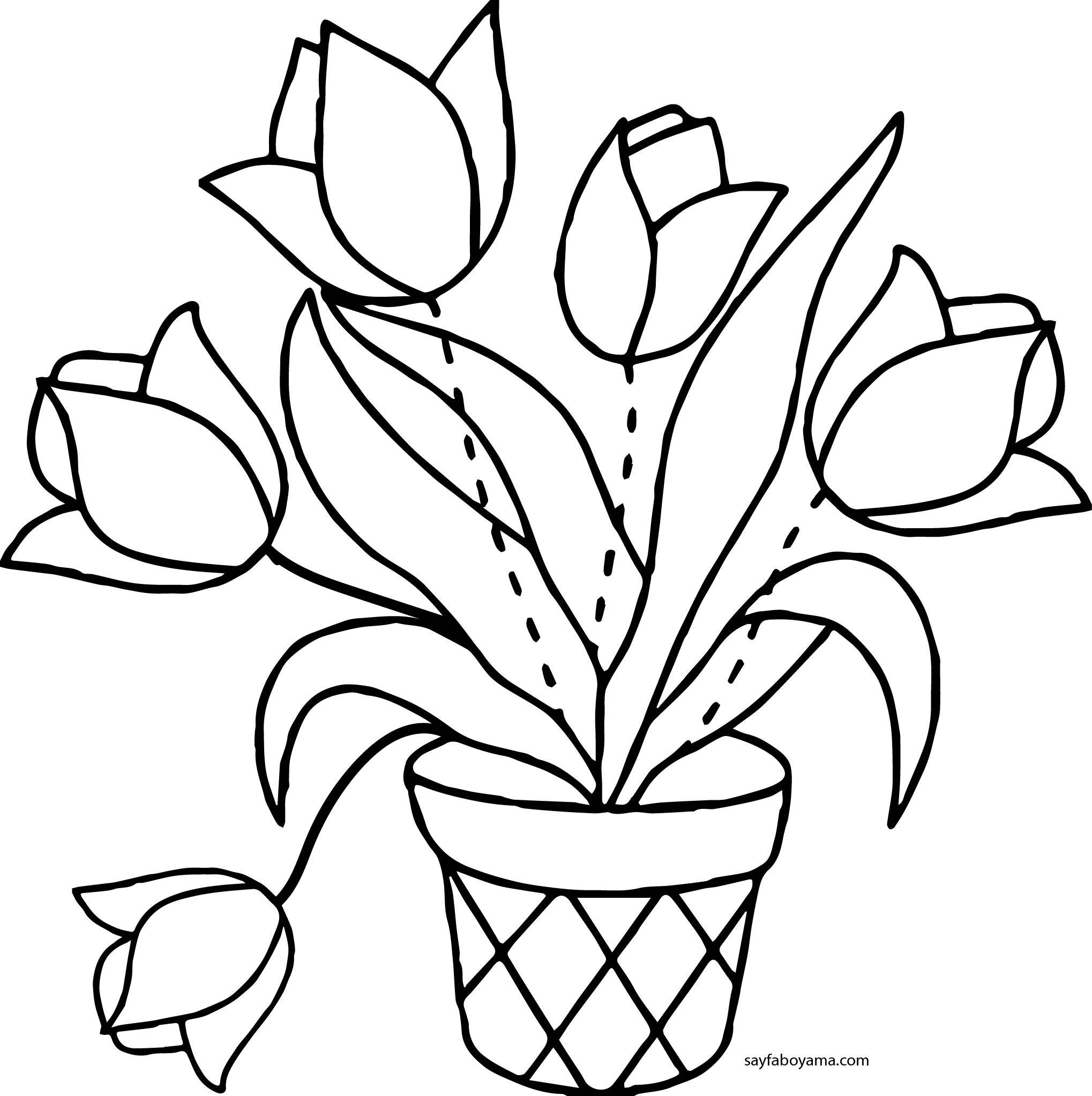 Раскраска тюльпаны в вазе для детей