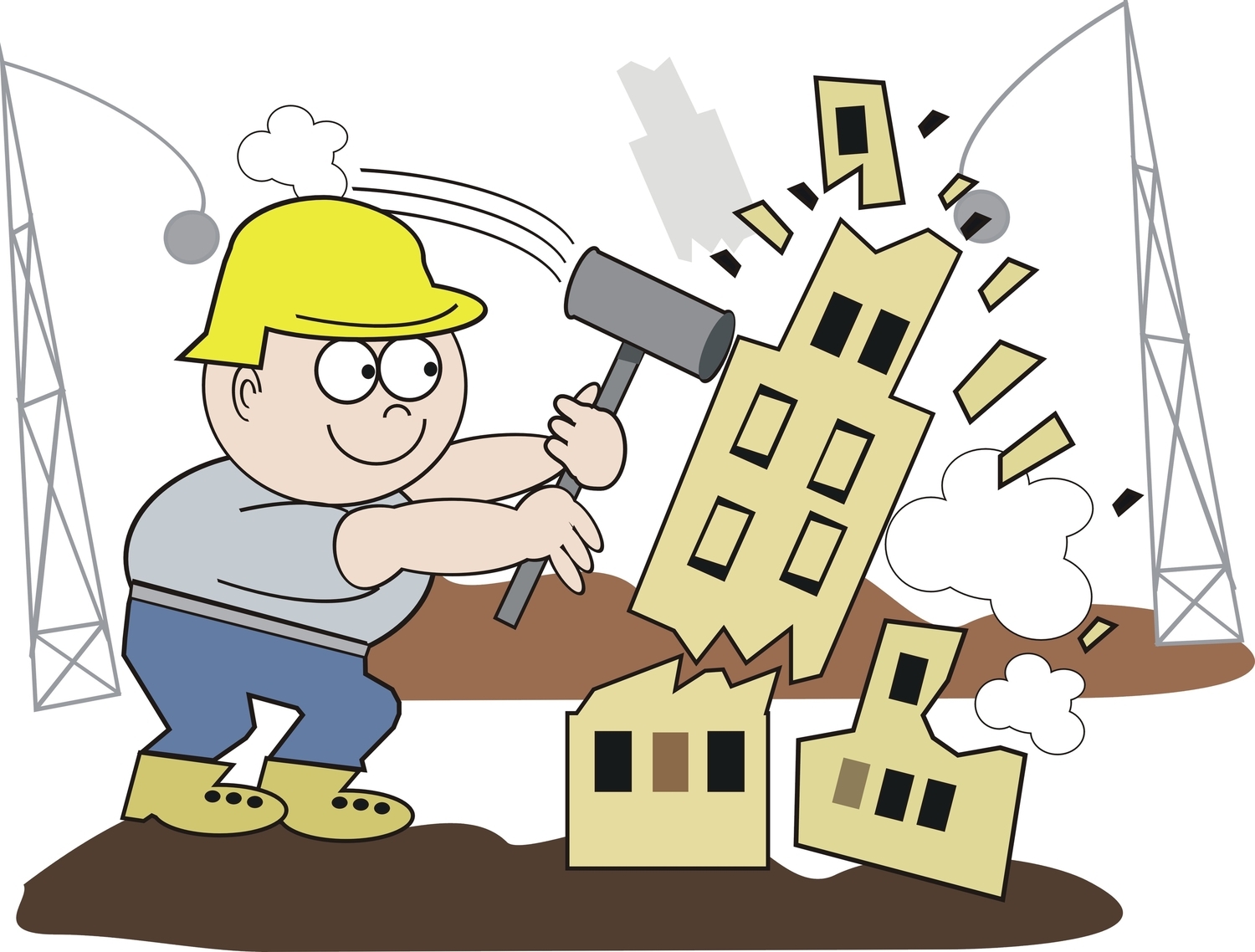 Карикатура строительные работы в здании