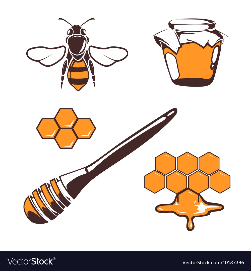 Этикетка для меда ульи с пчелами