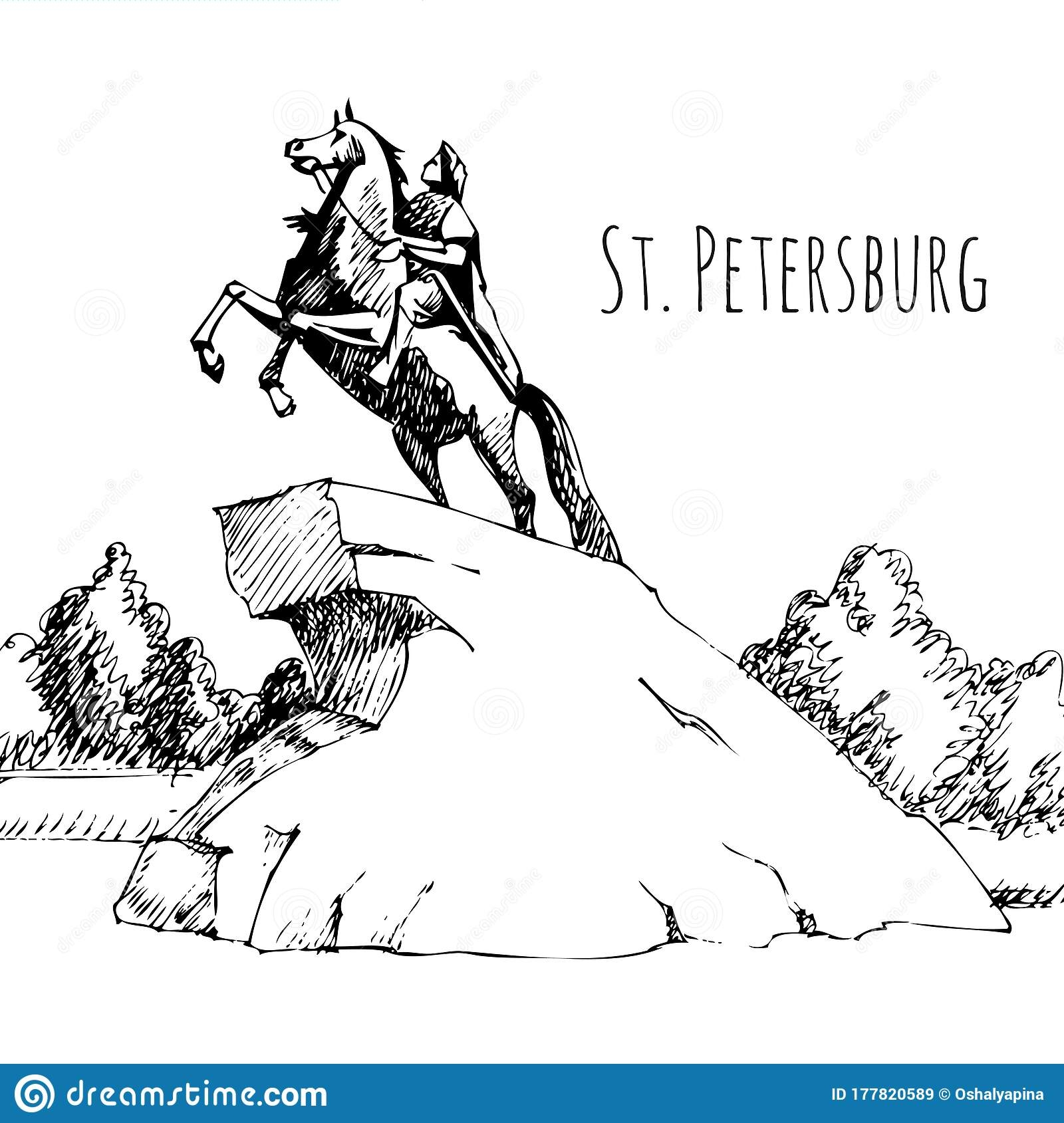 Памятник Петру 1 в Санкт-Петербурге медный всадник рисунок